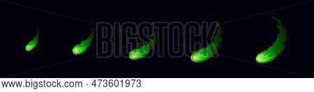 Sprite Sheet Fire Sword Attack; Fire Green Strike. Circle Flame. Animation For A Game Or Cartoon. Re