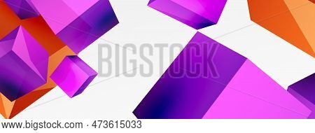 3d Cubes Vector Abstract Background. Composition Of 3d Square Shaped Basic Geometric Elements. Trend