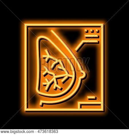 Mammogram Health Check Neon Light Sign Vector. Mammogram Health Check Illustration