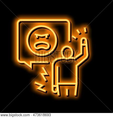 Agressive Person Neon Light Sign Vector. Agressive Person Illustration