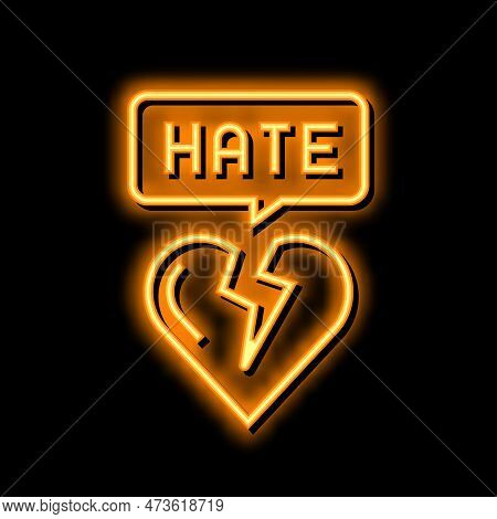 Hate Aggressive Neon Light Sign Vector. Hate Aggressive Illustration
