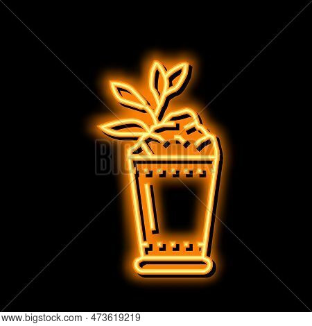 Mint Julep Cocktail Glass Drink Neon Light Sign Vector. Mint Julep Cocktail Glass Drink Illustration
