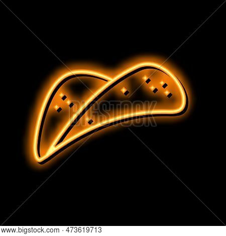 Chip Potato Vegetable Neon Light Sign Vector. Chip Potato Vegetable Illustration