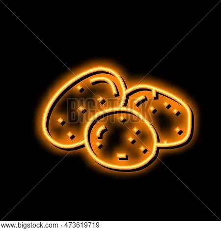 Chip Potato Vegetable Neon Light Sign Vector. Chip Potato Vegetable Illustration