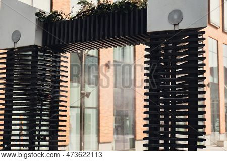 Water Spray System For Cooling In Public Place Street At The Boiling Hot Summer Day. Water Mist Spra
