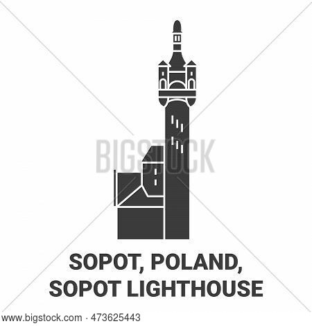 Poland, Sopot, Sopot Lighthouse Travel Landmark Vector Illustration