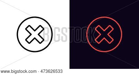 Outline Cross Mark Icon, With Editable Stroke. Error Sign, Cancel And Reject, X Pictogram. Incorrect