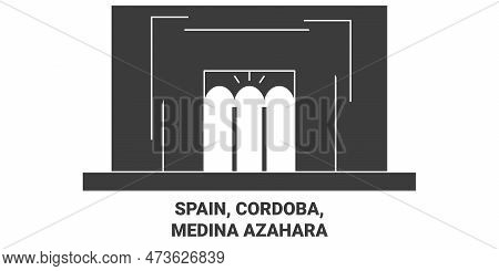 Spain, Cordoba, Medina Azahara Travel Landmark Vector Illustration