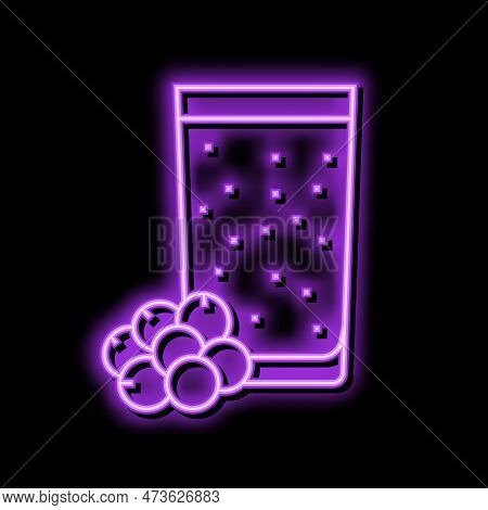 Bluberry Smoothie Fruit Juice Food Neon Light Sign Vector. Bluberry Smoothie Fruit Juice Food Illust