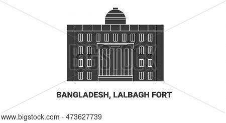 Bangladesh, Lalbagh Fort, Travel Landmark Vector Illustration