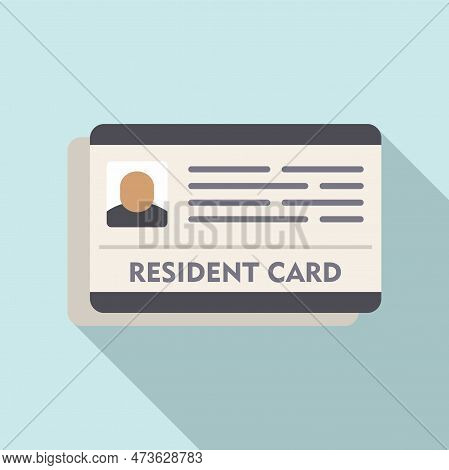 Resident Card Icon. Flat Illustration Of Resident Card Icon For Web Design