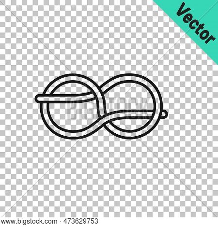 Black Line Nautical Rope Knots Icon Isolated On Transparent Background. Rope Tied In A Knot. Vector
