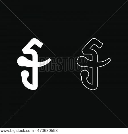 Cambodia Riel Currency Symbol Money Sign Set Icon White Color Vector Illustration Image Simple Solid
