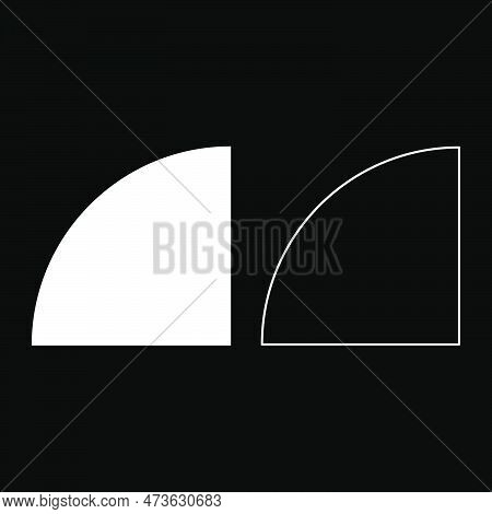 Part Circle 1/4 4 Four Set Icon White Color Vector Illustration Image Simple Solid Fill Outline Cont