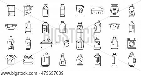 Wash Softener Icons Set. Outline Set Of Wash Softener Icons For Web Design Isolated On White Backgro