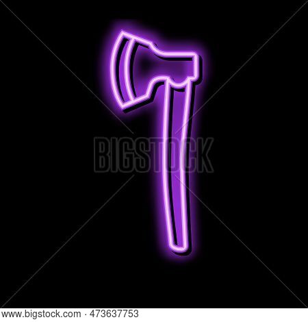 Broad Axe Hatchet Neon Light Sign Vector. Broad Axe Hatchet Illustration