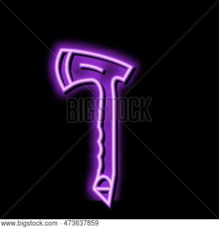 Throwing Axe Tool Neon Light Sign Vector. Throwing Axe Tool Illustration
