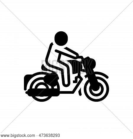 Black Solid Icon For Ride Excursion Jaunt Outing Motorcycle Motorbike Bike Vehicle Rider