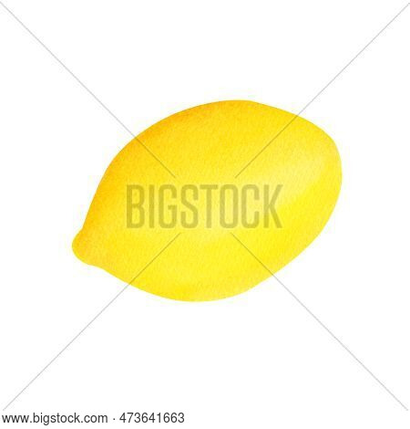 Watercolor Lemon Yellow, Isolated On White Background.illustration For Design, Greeting Cards, Kitch