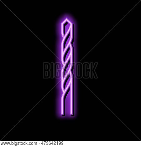 Twist Drill Bit Neon Light Sign Vector. Twist Drill Bit Illustration