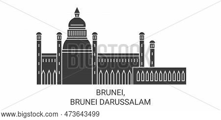 Brunei, Brunei Darussalam Travel Landmark Vector Illustration