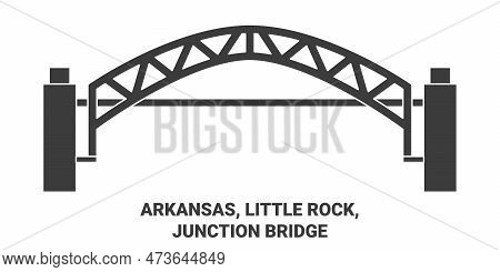 United States, Arkansas, Little Rock, Junction Bridge Travel Landmark Vector Illustration