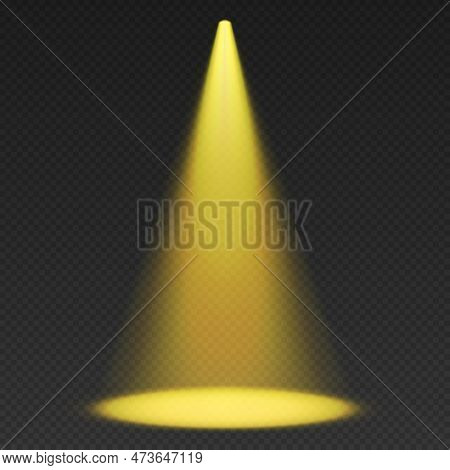 Stage Limelight. Yellow Cone Light From Top With Darkened Edges.