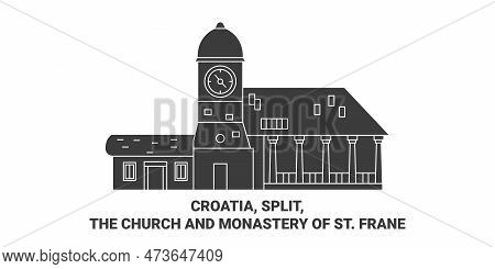 Croatia, Split, The Church And Monastery Of St. Frane Travel Landmark Vector Illustration