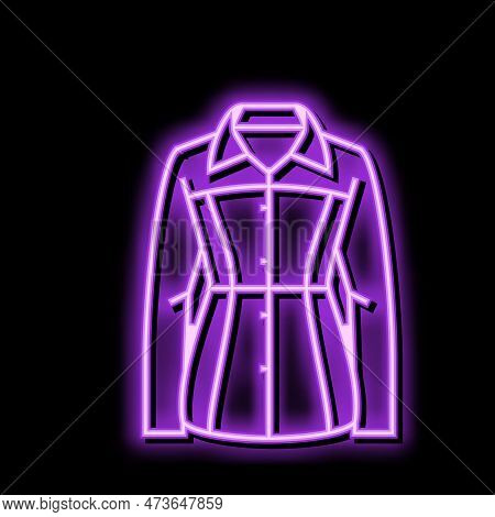 Car Coat Outerwear Female Neon Light Sign Vector. Car Coat Outerwear Female Sign. Isolated Symbol Il