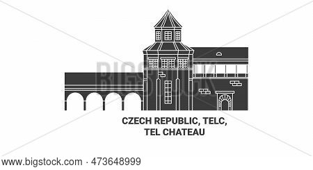 Czech Republic, Telc, Tel Chteau Travel Landmark Vector Illustration