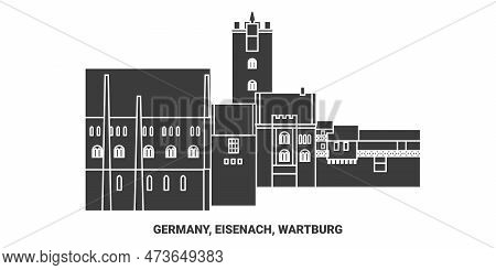 Germany, Eisenach, Wartburg Travel Landmark Vector Illustration