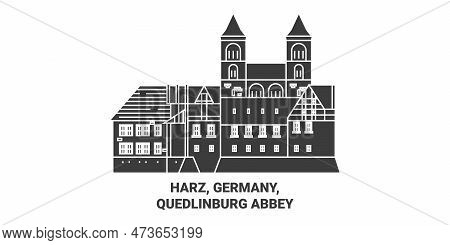 Germany, Harz, Quedlinburg Abbey Travel Landmark Vector Illustration