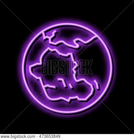 Gondwana Earth Continent Map Neon Light Sign Vector. Gondwana Earth Continent Map Sign. Isolated Sym