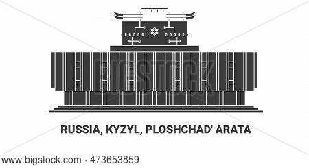 Russia, Kyzyl, Ploshchad Arata, Travel Landmark Vector Illustration