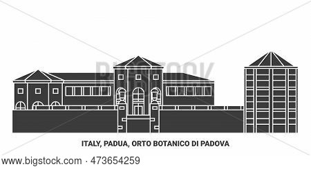 Italy, Padua, Orto Botanico Di Padova Travel Landmark Vector Illustration