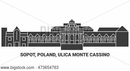 Poland, Sopot, Ulica Monte Cassino Travel Landmark Vector Illustration