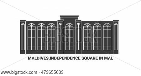 Maldives, Independence Square In Mal, Travel Landmark Vector Illustration