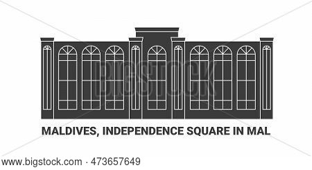 Maldives, Independence Square In Mal, Travel Landmark Vector Illustration