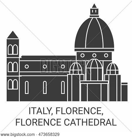 Italy, Florence, Florence Cathedral Travel Landmark Vector Illustration