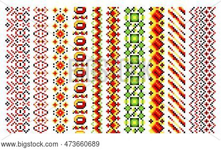 Ukrainian Traditional Embroidery. Set Of Patterns For Cross Stitching Decoration. Cross-stitch Tradi