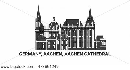 Germany, Aachen, Aachen Cathedral Travel Landmark Vector Illustration