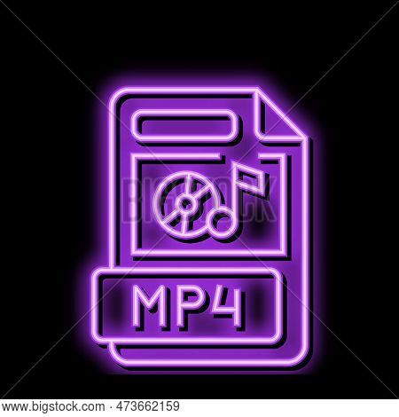 Mp4 File Format Document Neon Light Sign Vector. Mp4 File Format Document Illustration