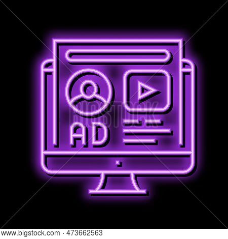 Promote Webinar Neon Light Sign Vector. Promote Webinar Illustration