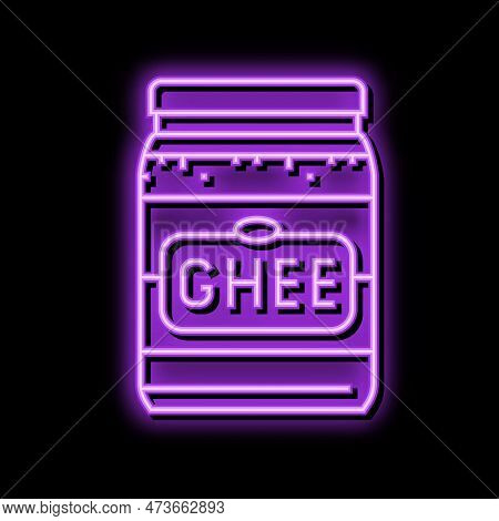 Ghee Milk Product Dairy Neon Light Sign Vector. Ghee Milk Product Dairy Illustration