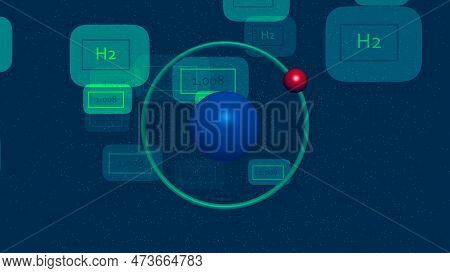 Hydrogen Atomic Level Rotating Nucleus Info Graphic
