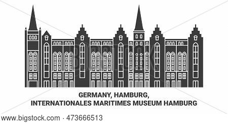 Germany, Hamburg, Internationales Maritimes Museum Hamburg Travel Landmark Vector Illustration
