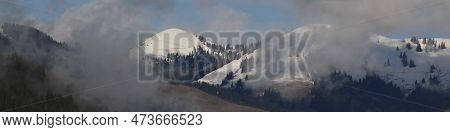 Snow Capped Hills Near Gstaad, Swiss Alps..