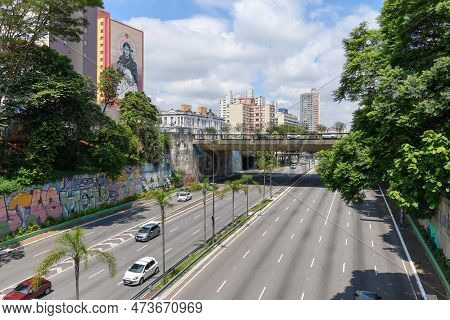 Sao Paulo, Sp, Brazil - December 31, 2022: View Of Radial Leste Avenue.