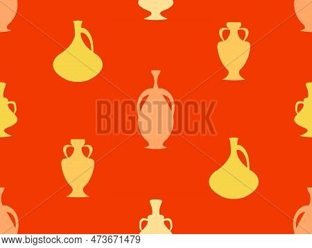 Amphora Seamless Pattern In Vintage Style. Ancient Greek Jugs And Amphoras. Amphora Design For Poste