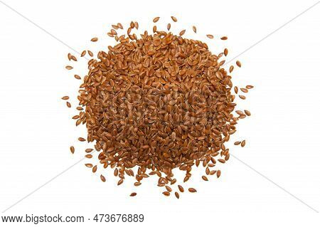 Top View Of Linseed, Flax-seed Isolated On White Background